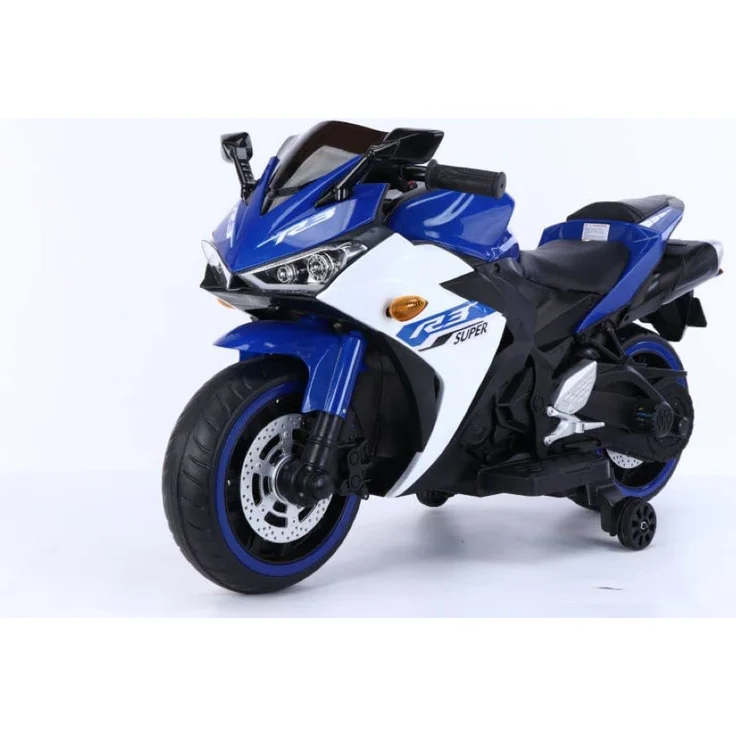 ES-Toys Kinder Elektromotorrad 888 Musikfunktion, Stützräder, LED-Scheinwerfer blau – Bild 6