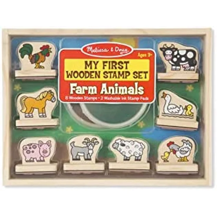 Melissa & Doug mein erstes Stempelset aus Holz – Tiere | Kunsthandwerk | Stempelsets und -schablonen | 3+ | Geschenk für Jungen oder Mädchen