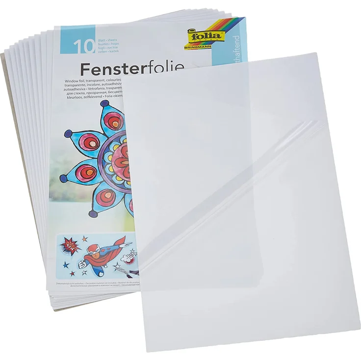 folia 450230 - Fensterfolie farblos, selbsthaftend, ca. 23 x 33 cm, 10 Bogen - ideal als Vorlagebogen für Fensterbilder, Window Color – Bild 3