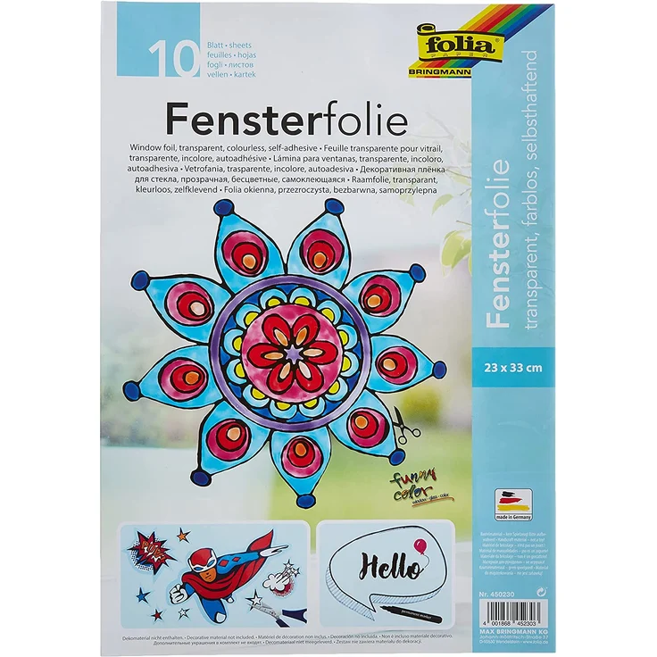 folia 450230 - Fensterfolie farblos, selbsthaftend, ca. 23 x 33 cm, 10 Bogen - ideal als Vorlagebogen für Fensterbilder, Window Color – Bild 2