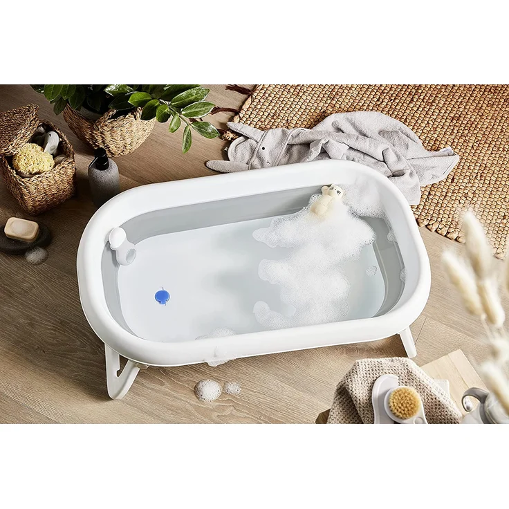 Rotho Babydesign Faltbadewanne Baby Bath 2 Go, Für Babys ab 0 Monaten, 82 x 48,5 x 22 cm, Grau/Weiß, 20458 0293 01 – Bild 3