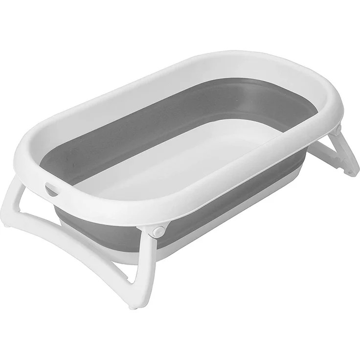 Rotho Babydesign Faltbadewanne Baby Bath 2 Go, Für Babys ab 0 Monaten, 82 x 48,5 x 22 cm, Grau/Weiß, 20458 0293 01 – Bild 1