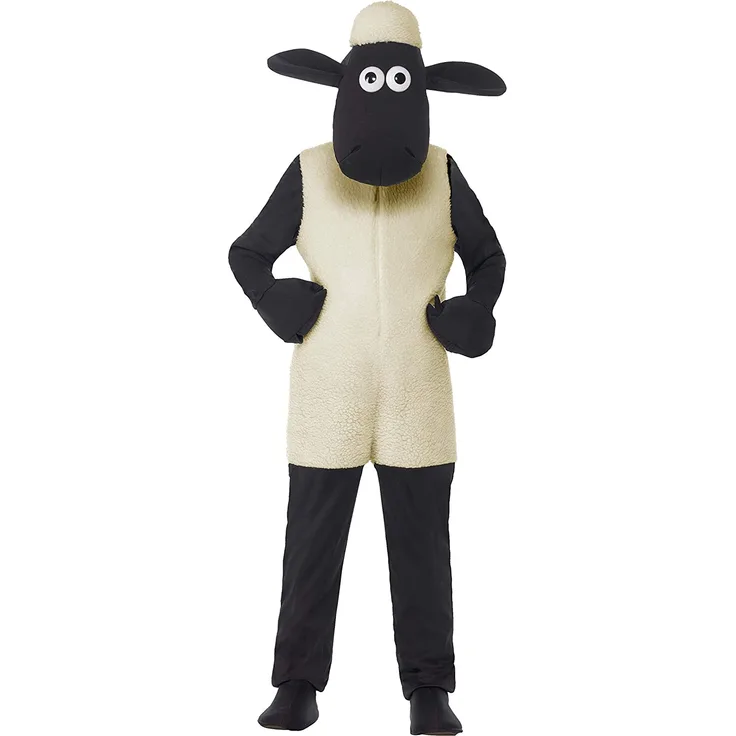Smiffys Kinder Unisex Shaun das Schaf Kostüm, Jumpsuit und Kopfteil, Größe: M, 20607