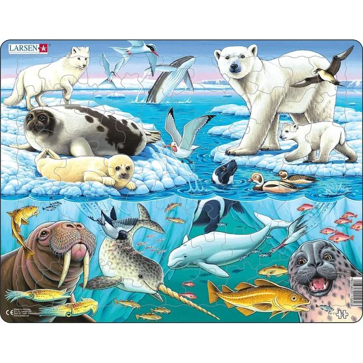 Larsen FH11 Wildtiere auf und um einen arktischen Eisberg, Rahmenpuzzle mit 75 Teilen
