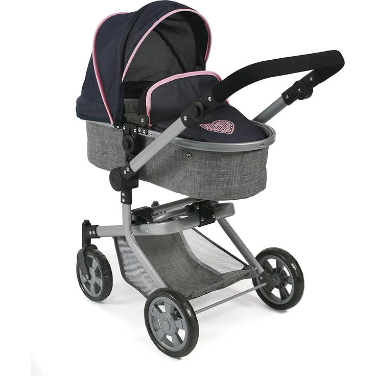Bayer Chic 2000 Kombi-Puppenwagen "MIKA" in Melange grau-navy – Bild 2
