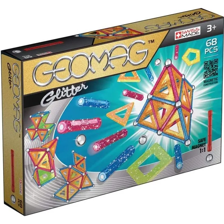 Geomag, Classic Glitter 533, Magnetkonstruktionen und Lernspiele, Konstruktionsspielzeug, 68-teilig