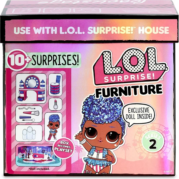 L.O.L. Surprise! 564942E7C Furniture - Puppenmöbel und Sammelfigur mit Zubehör Backstage mit Independent Queen, 10 Überraschungen – Bild 2