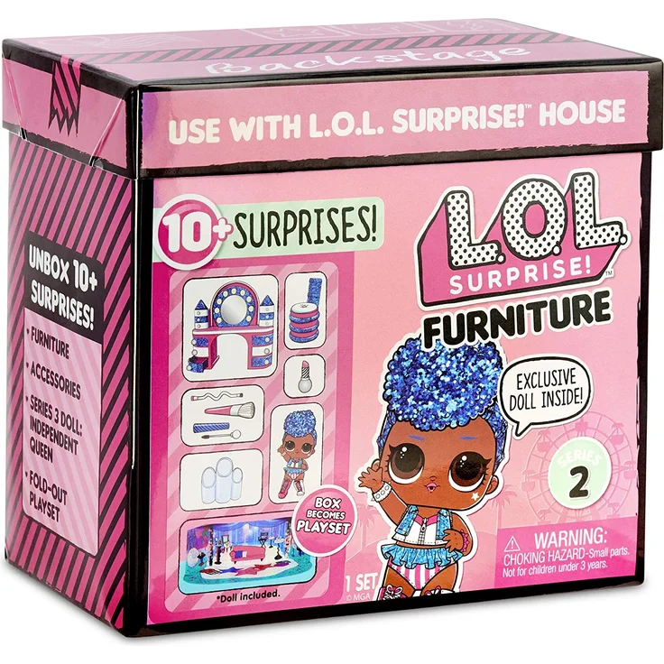 L.O.L. Surprise! 564942E7C Furniture - Puppenmöbel und Sammelfigur mit Zubehör Backstage mit Independent Queen, 10 Überraschungen – Bild 6