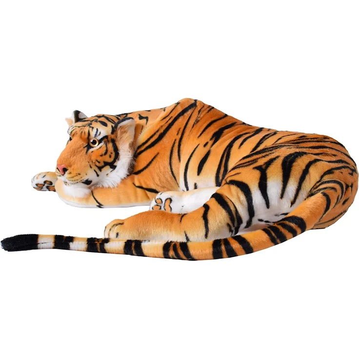 TE-Trend XXL Plüschtier Tiger Kuscheltier Stofftiger lebensechte Raubkatze liegend Dschungel Steppe 90 cm Mehrfarbig getigert – Bild 3