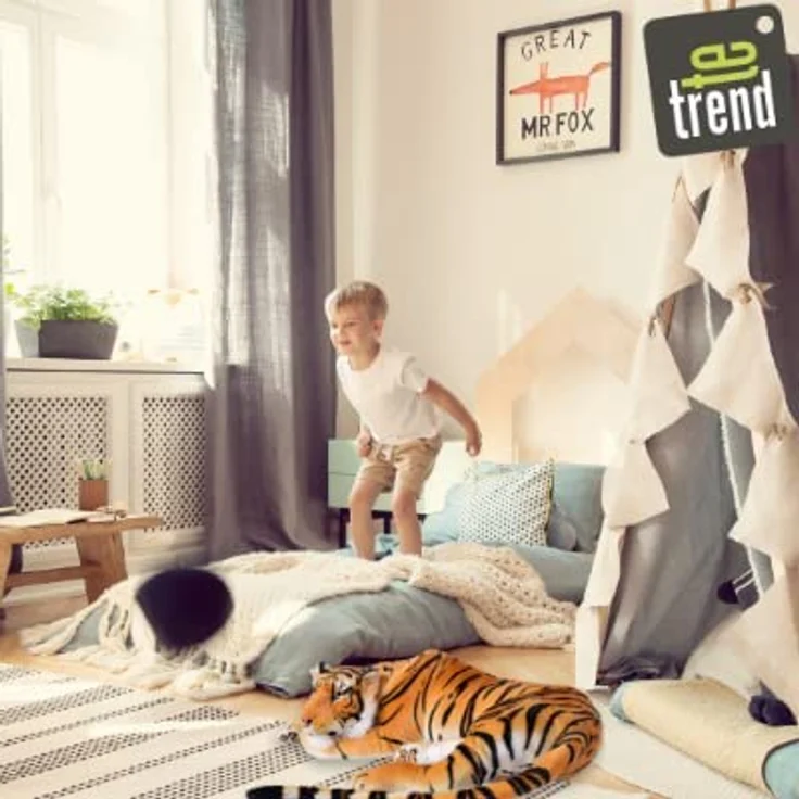TE-Trend XXL Plüschtier Tiger Kuscheltier Stofftiger lebensechte Raubkatze liegend Dschungel Steppe 90 cm Mehrfarbig getigert – Bild 6