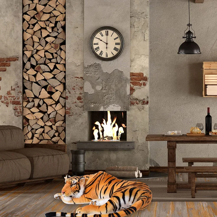 TE-Trend XXL Plüschtier Tiger Kuscheltier Stofftiger lebensechte Raubkatze liegend Dschungel Steppe 90 cm Mehrfarbig getigert – Bild 7