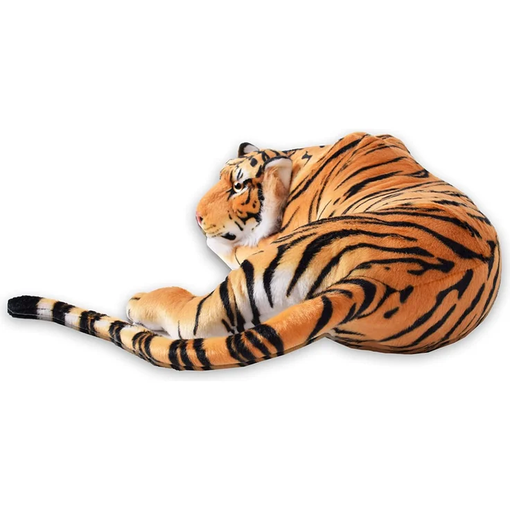 TE-Trend XXL Plüschtier Tiger Kuscheltier Stofftiger lebensechte Raubkatze liegend Dschungel Steppe 90 cm Mehrfarbig getigert – Bild 2