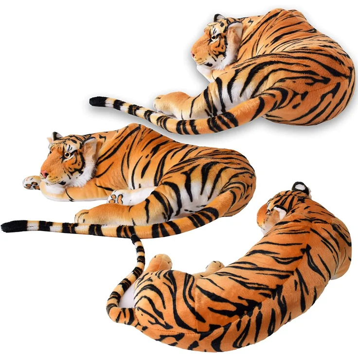 TE-Trend XXL Plüschtier Tiger Kuscheltier Stofftiger lebensechte Raubkatze liegend Dschungel Steppe 90 cm Mehrfarbig getigert – Bild 5