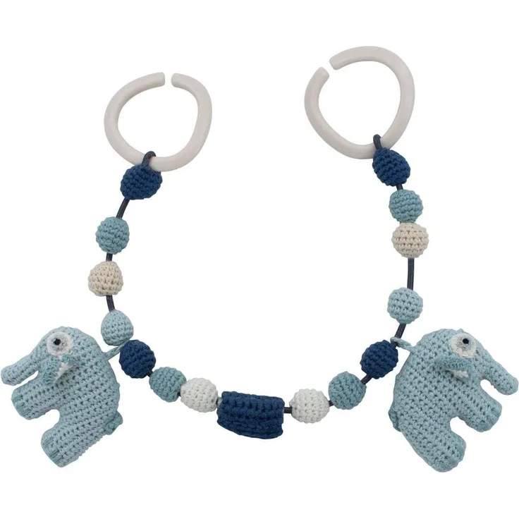 Sebra - Häkel-Kinderwagenkette - Woll-Kinderwagenkette - Fanto der Elefant - Lagoon Blue - blau