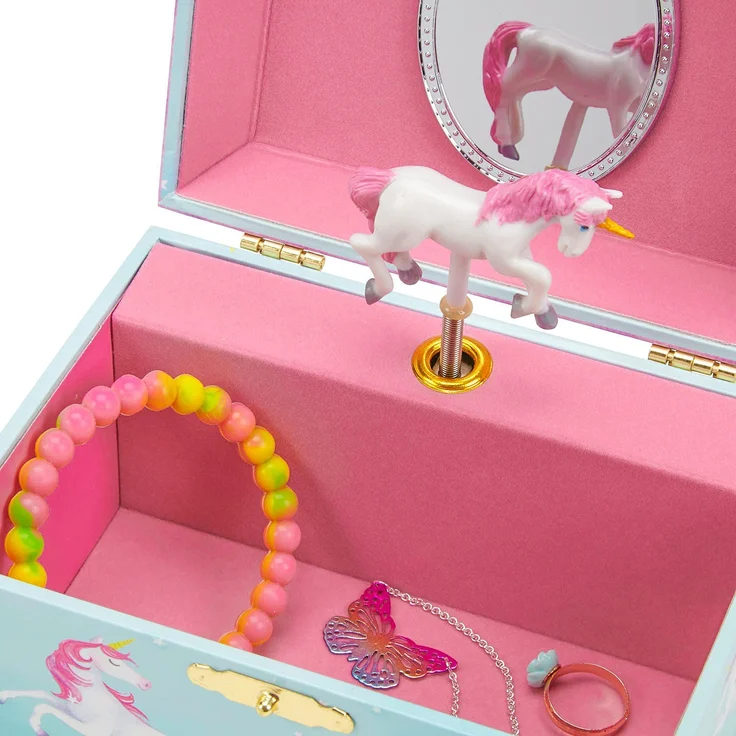 Jewelkeeper - Spieluhr Schmuckkästchen für Mädchen mit drehendem Einhorn, Regenbogen Design - The Beautiful Dreamer Melodie – Bild 3