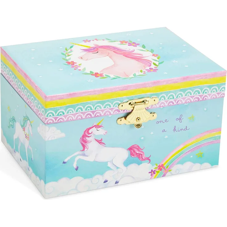 Jewelkeeper - Spieluhr Schmuckkästchen für Mädchen mit drehendem Einhorn, Regenbogen Design - The Beautiful Dreamer Melodie – Bild 2