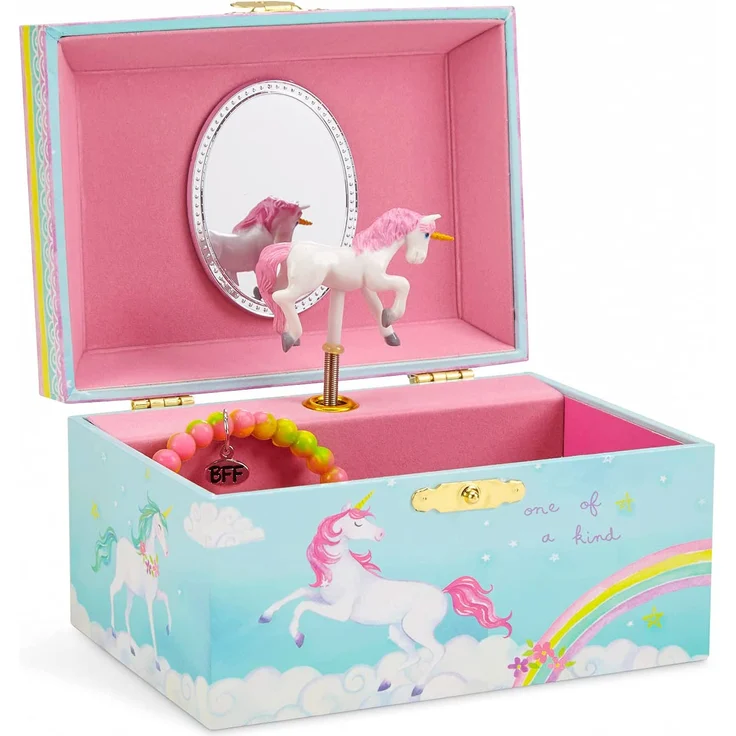 Jewelkeeper - Spieluhr Schmuckkästchen für Mädchen mit drehendem Einhorn, Regenbogen Design - The Beautiful Dreamer Melodie – Bild 1