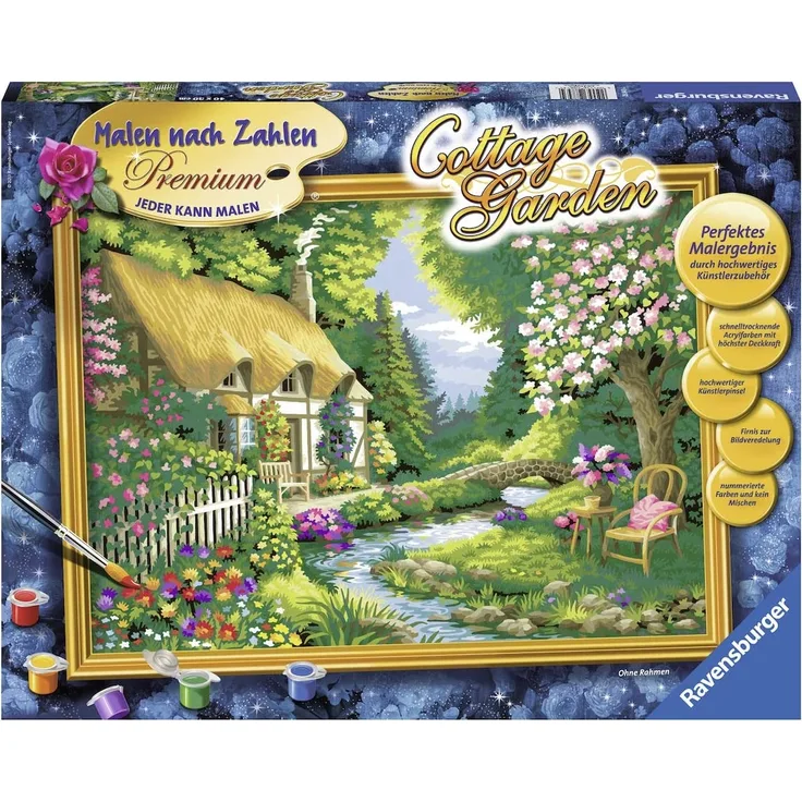 Ravensburger Malen nach Zahlen Malset Premium Cottage Garden