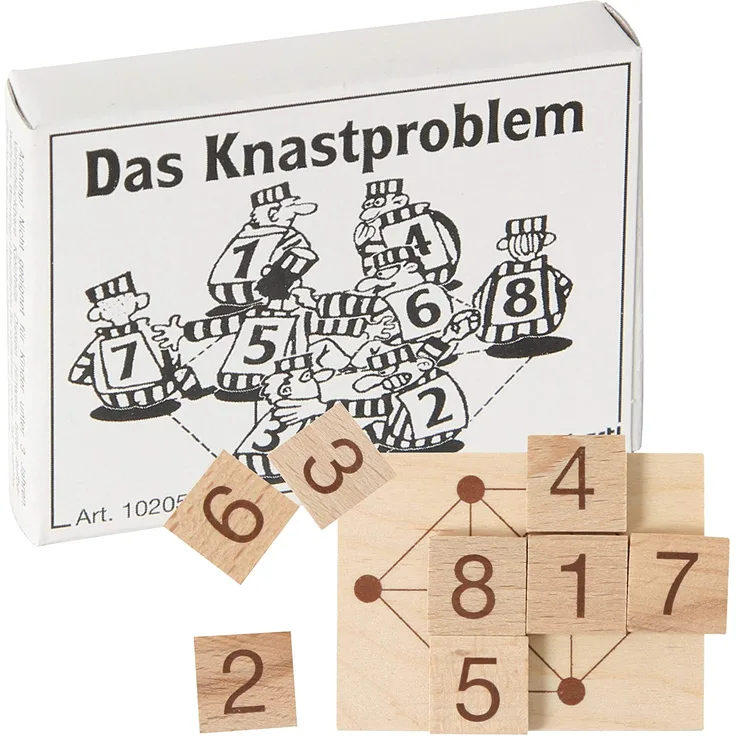 Bartl 102054 Mini-Holz-Puzzle Das Knastproblem aus einem kleinen Spielbrett und 8 Holzplättchen