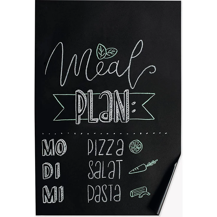 folia 390090 - Tafelfolie, ca. 45 cm x 2 m, schwarz, mit 5x farbiger und 5x weißer Tafelkreide – Bild 6