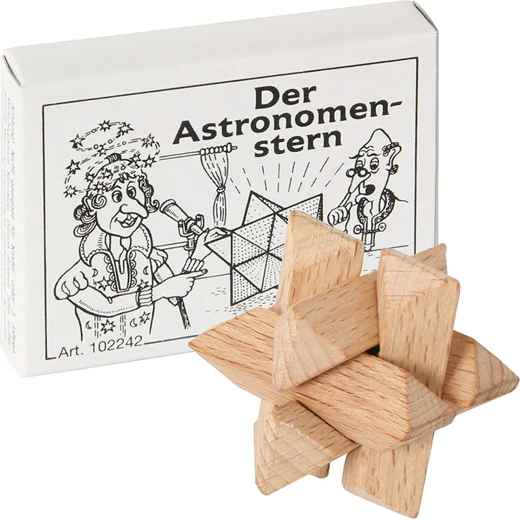 Bartl 102242 Mini-Holz-Puzzle Der Astronomenstern aus 6 kleinen Holzteilen
