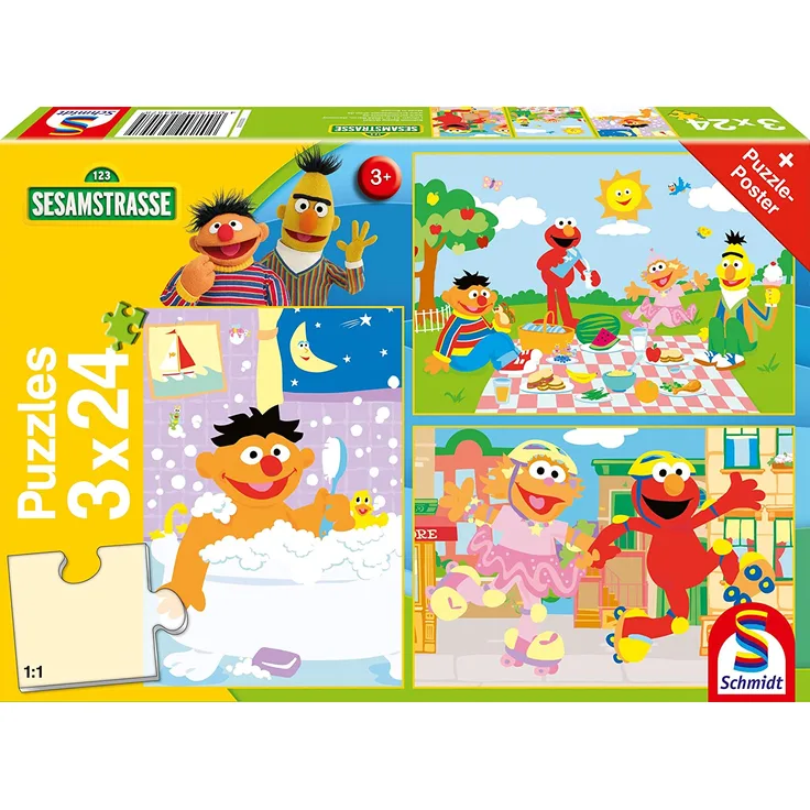 Puzzle Sesamstr,Sachen machen 3x24 Teile