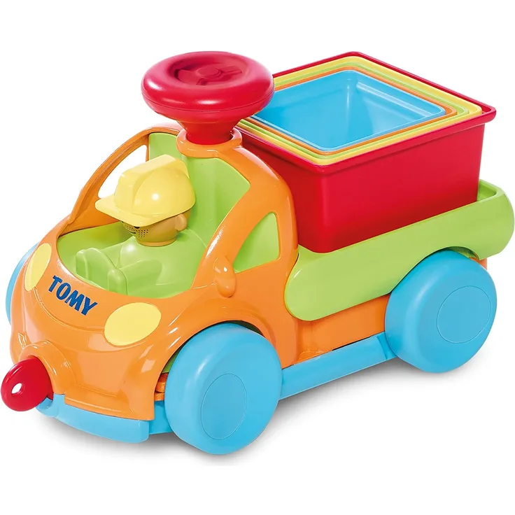 TOMY Babyspielzeug "Stapel Auto" mehrfarbig - hochwertiges Kleinkindspielzeug zum Lernen - vereint Spielzeugauto & Stapelspielzeug - ab 10 Monate