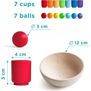 Ulanik Montessori Holz-Sortierspiel Für Kinder Ab 1 Jahr – Mit Schüssel & Löffel, 12-teiliges Lernspielzeug Für Farben Und Formen