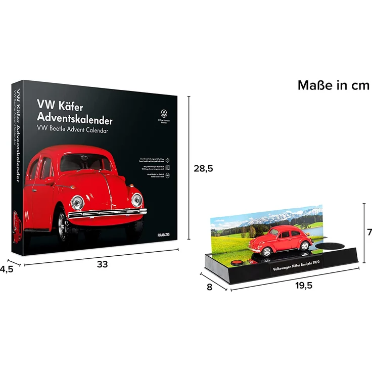 FRANZIS 55255 - VW Käfer Adventskalender 2021 rot - in 24 Schritten zum VW Käfer unterm Weihnachtsbaum, Metall-Modell 1:43, Kunststoffpodest mit integriertem Soundmodul, empfohlen ab 14 Jahren – Bild 8