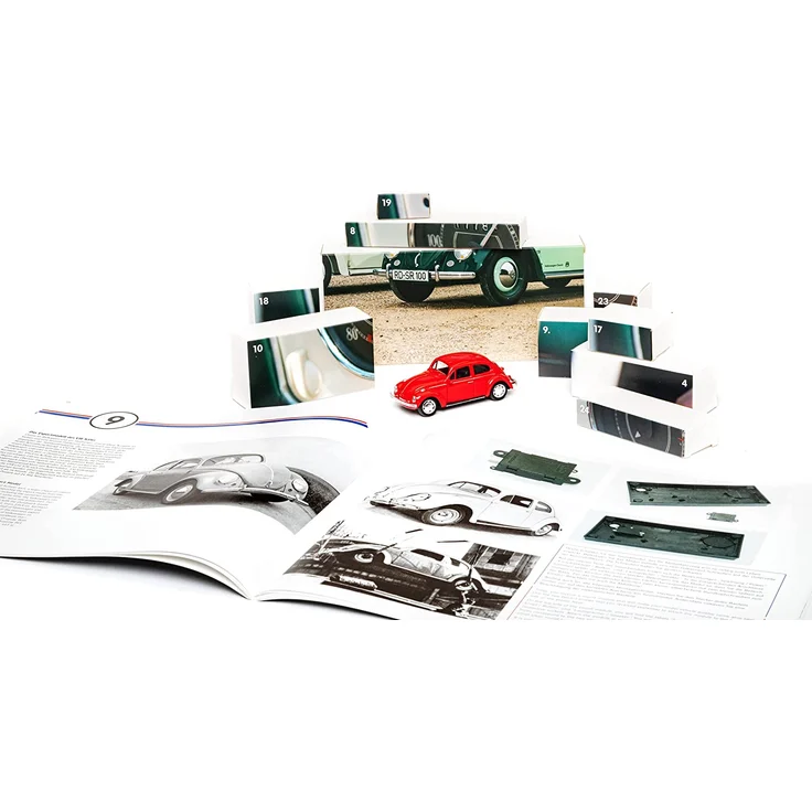 FRANZIS 55255 - VW Käfer Adventskalender 2021 rot - in 24 Schritten zum VW Käfer unterm Weihnachtsbaum, Metall-Modell 1:43, Kunststoffpodest mit integriertem Soundmodul, empfohlen ab 14 Jahren – Bild 5