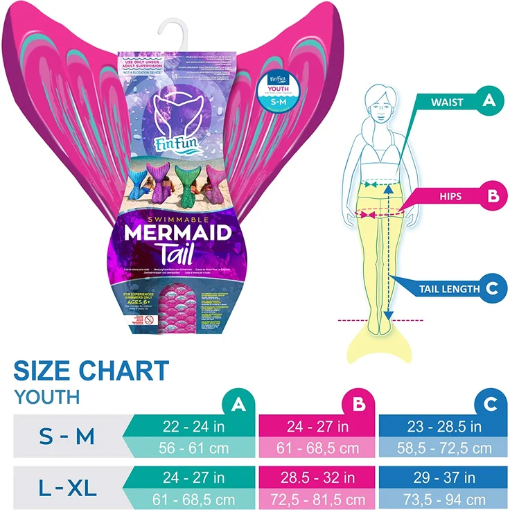 Fin Fun RTLM-MF-PNK-YLXL Meerjungfrau Flosse Größe L/XL, Monoflosse und Fischschwanz, für sichere Schwimmer ab 6 Jahren, pink – Bild 2