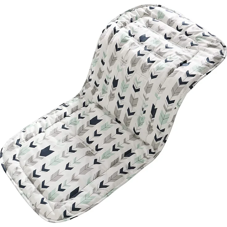 Baby Sitzauflage für Kinderwagen, 32x78 cm Baby Sitzeinlage aus 100% Baumwolle Weiche und Reversible Autositz Kinderwagenauflage für Babyschale Buggy(Grüner Pfeil)