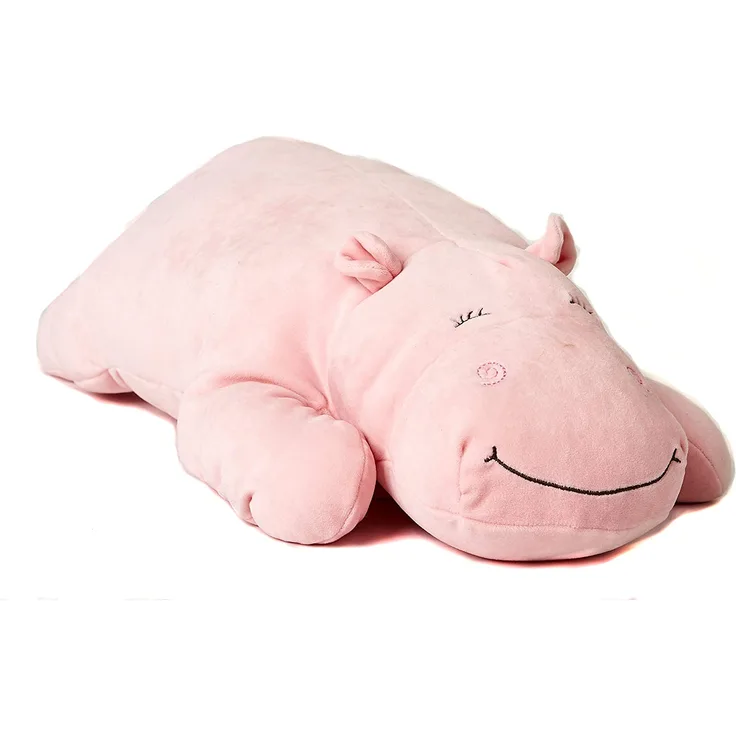 Uni-Toys - Kissen Plüsch-Nilpferd (rosa), ultraweich - 60 cm (Länge) - Plüschtier, Kuscheltier KI-45767