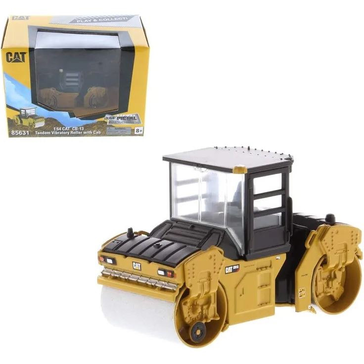 Diecast Masters 85631 - Caterpillar Straßenwalze CB-13, detailgetreues CAT Baufahrzeug in Displayfenster-Box, Maßstab 1:64, ca. 7,6 x 3,6 x 4,9 cm, ab 8+, für Sammler und als Geschenk geeignet