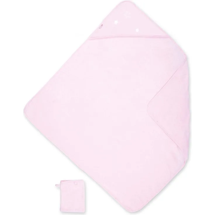 Bemini by Baby Boum 370STARY54TU Kapuzenbadetuch Terry Stary Cristal, 90 x 90 cm, rosa