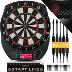 KESSER 'Elektronische Dartscheibe Profi Set', E Dartboard mit 15 Dartpfeile + 35 Pro Flights 100 Pfeilspitzen + Zubehör, Dart für 1 bis 8 Spieler, mit 65 Varianten, Classic mit LCD