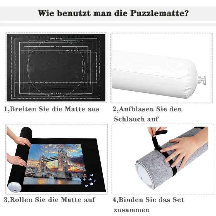 Celawork Puzzlematte für BIS 1500 Puzzle Teile Puzzle Pad Puzzleunterlage Puzzle Rollmatte Rollen Sie Puzzlematten für Puzzles auf (Schwarz, für 1500) – Bild 6