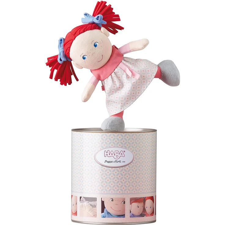 Haba 5737 - Puppe Mirli weiche Stoffpuppe, für Babys ab 6 Monaten zum Spielen, Kuscheln und Trösten, ideales Geschenk zur Geburt und Taufe, Lieferung in hochwertiger Geschenkverpackung – Bild 4