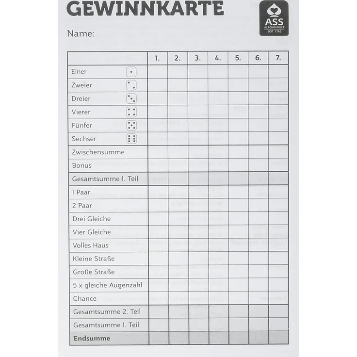 ASS Altenburger 22517119 - Gewinnkarten-Blöcke für Yatzy – Bild 3