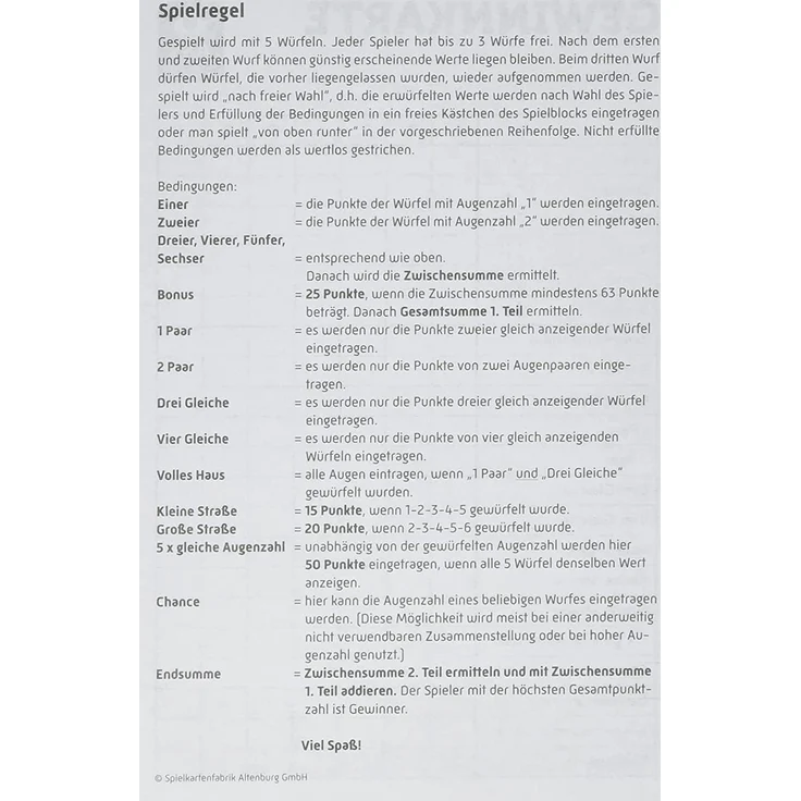 ASS Altenburger 22517119 - Gewinnkarten-Blöcke für Yatzy – Bild 5