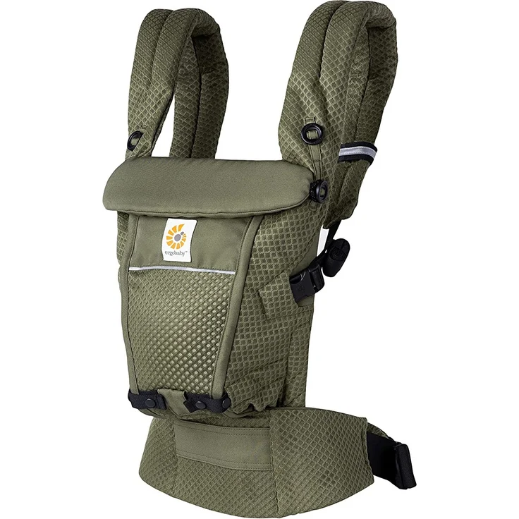 Ergobaby Adapt Babytrage für Neugeborene ab Geburt, 3-Positionen SoftFlex Mesh Ergonomische Babybauchtrage Rückentrage Baby-Tragetasche, Olive Green – Bild 1