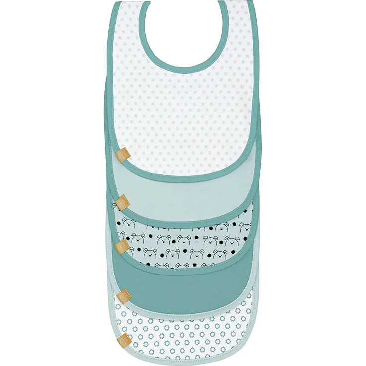 LÄSSIG Baby Lätzchen-Set 5er Pack Klettverschluss Baumwolle/Value Pack Bibs Little Chums Dog, mint
