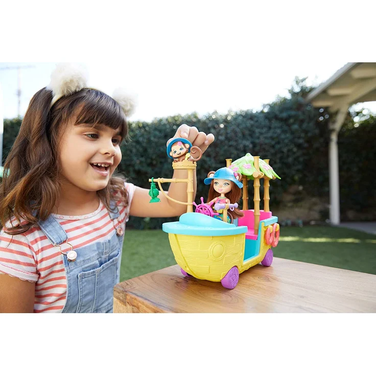 Enchantimals GFN58 - Dschungelwald Boot mit Äffchen Puppe und Tier, Puppen Spielzeug ab 4 Jahren – Bild 2