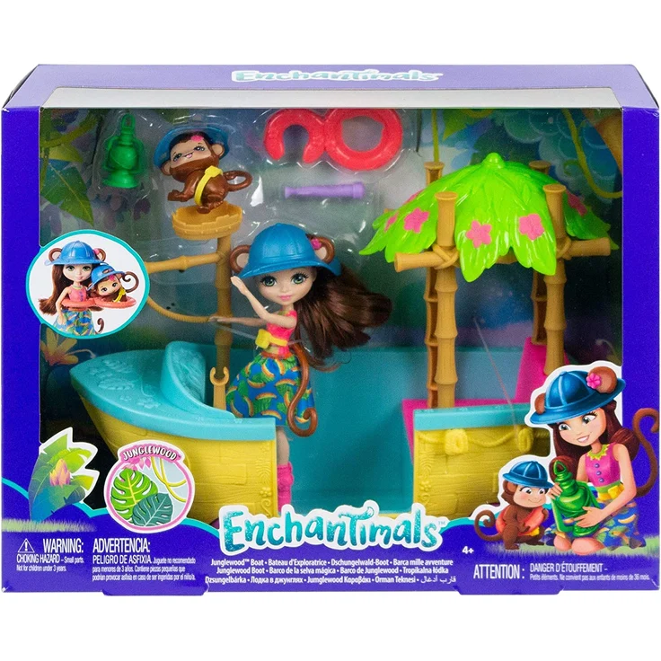 Enchantimals GFN58 - Dschungelwald Boot mit Äffchen Puppe und Tier, Puppen Spielzeug ab 4 Jahren – Bild 6
