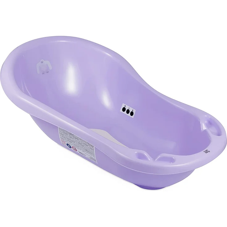 Babybadewanne für Neugeborene und Babys bis 12 Monate, mit Stöpsel und Antirutschmatte, aus BPA-freiem Plastik, Länge: 84cm, Farbe: lila, Motiv:Yeti, Marke:Hylat Baby – Bild 1