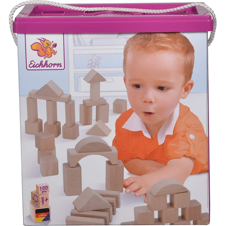 Eichhorn 100 naturfarbene Holzbausteine in der Aufbewahrungsbox mit Kordel und Sortierdeckel, für Kinder ab 1 Jahr - Preisvergleich – Bild 6