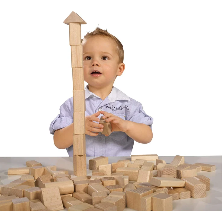 Eichhorn 100 naturfarbene Holzbausteine in der Aufbewahrungsbox mit Kordel und Sortierdeckel, für Kinder ab 1 Jahr - Preisvergleich – Bild 4