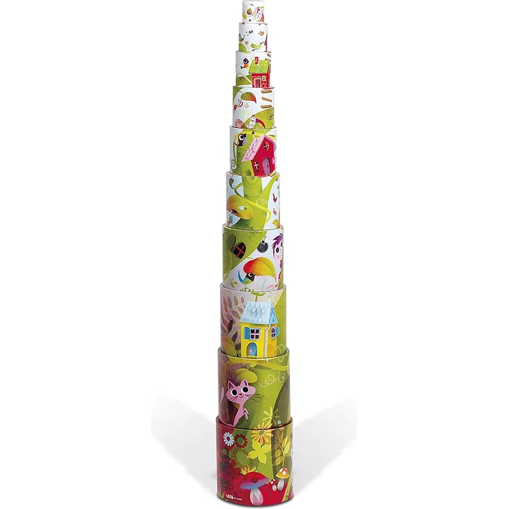 Janod J02918 Stapelpyramide rund 10 Teile, Zauberbaum