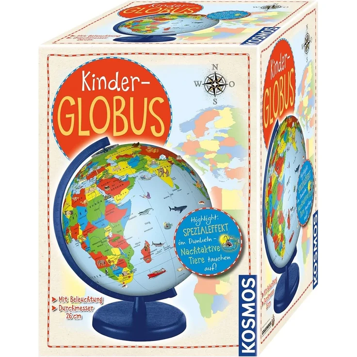 KOSMOS 673024 Kinder-Globus, ab 5 Jahren, mit Beleuchtung, Durchmesser 26 cm, Lernspielzeug für Kinder und Deko fürs Kinderzimmer – Bild 2