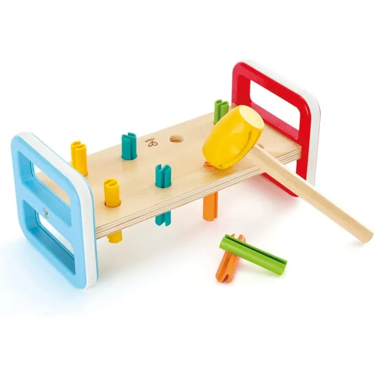 Hape E0506 - Regenbogen Klopfbank, Hammerbank, bunt, Klopfbank